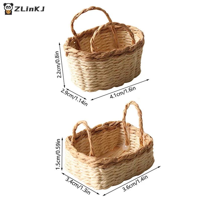 ▶1:12 Dollhouse Miniature Storage Basket Vegetable Food Woven Frame Kitchen Model Decor Toy Doll House Accessories Zpaxo