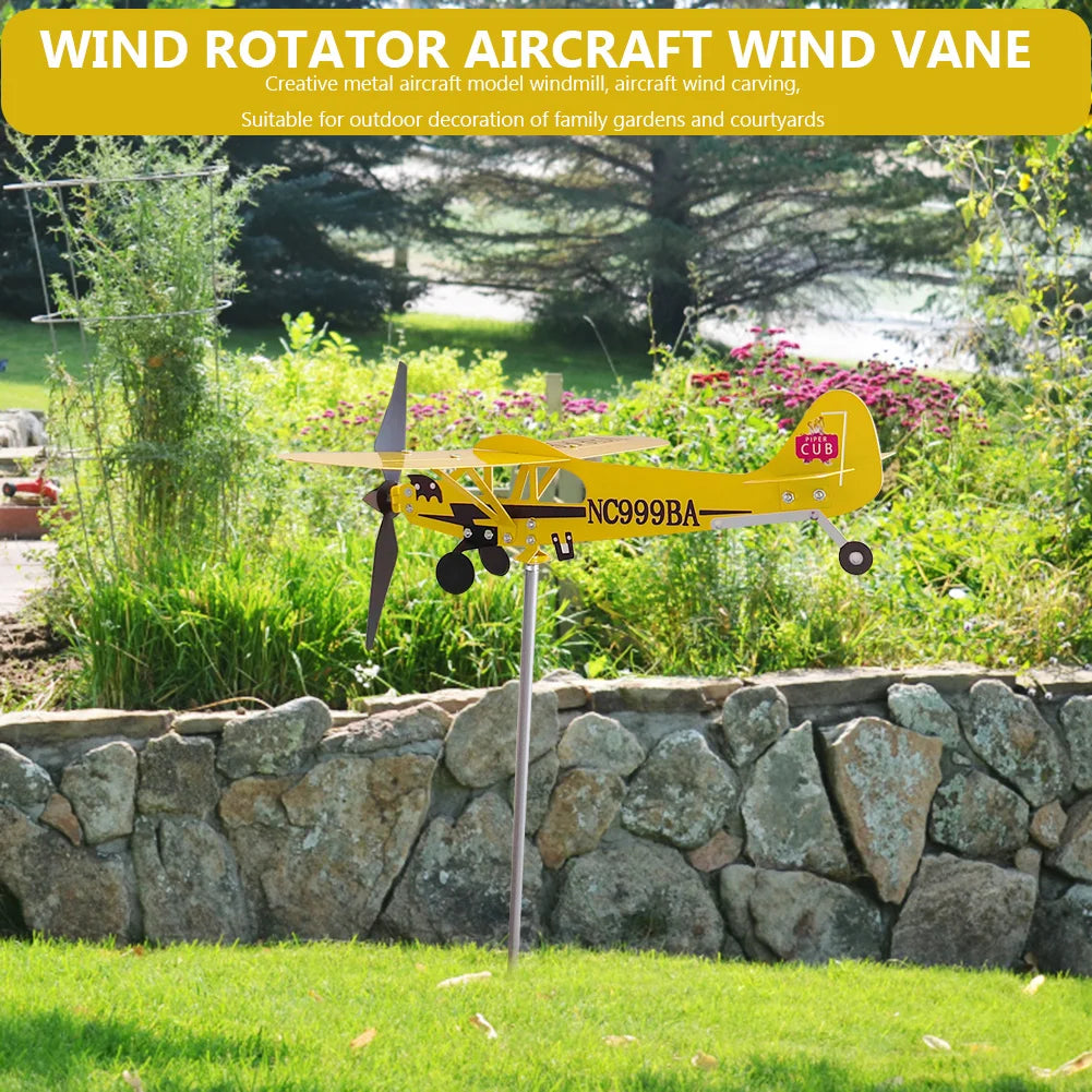 3D Plane Garden Creative Weather Vane Decoration Metal Windmill Wind Spinner Airplane Anti-corrosion Weatherproof Dutdoor Decor Zpaxo