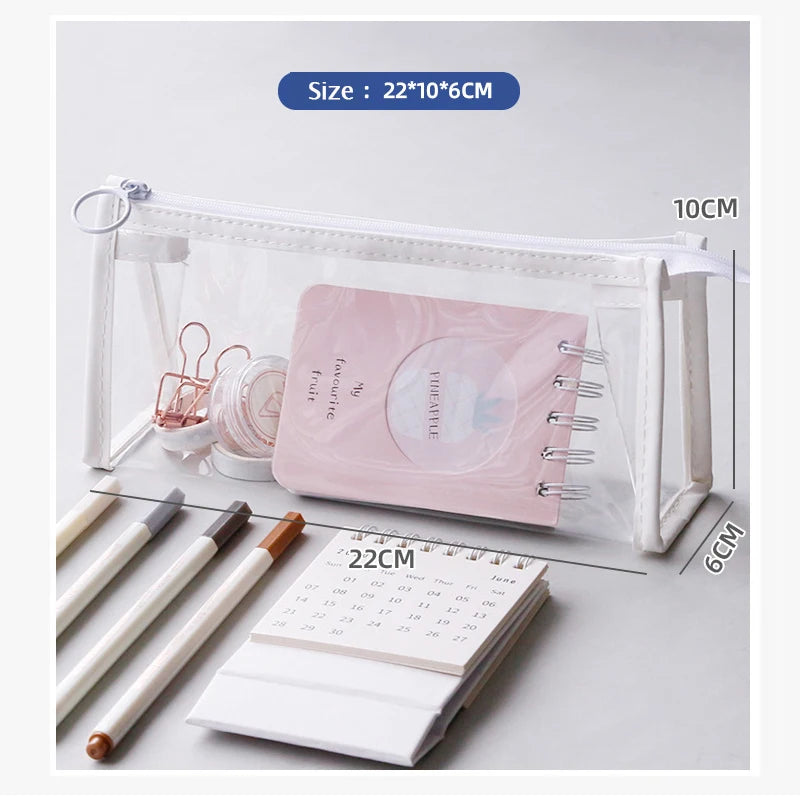 Student Transparent Pencil Case Large Capacity Pencil Case Waterproof Pen Bag Cosmetic Bag For School Stationery Office Supplies Zpaxo