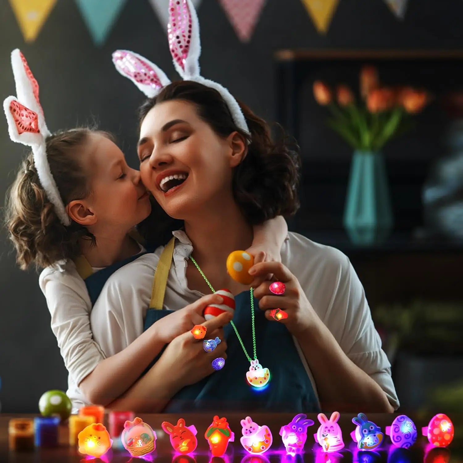 Easter LED Light Up Ring Necklaces Bracelets Party Favors Basket