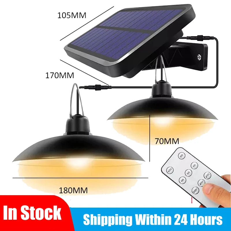 Solar Pendant Light Double Head Shed Waterproof 4800mAh Remote Zpaxo Double-Warm China Mainland