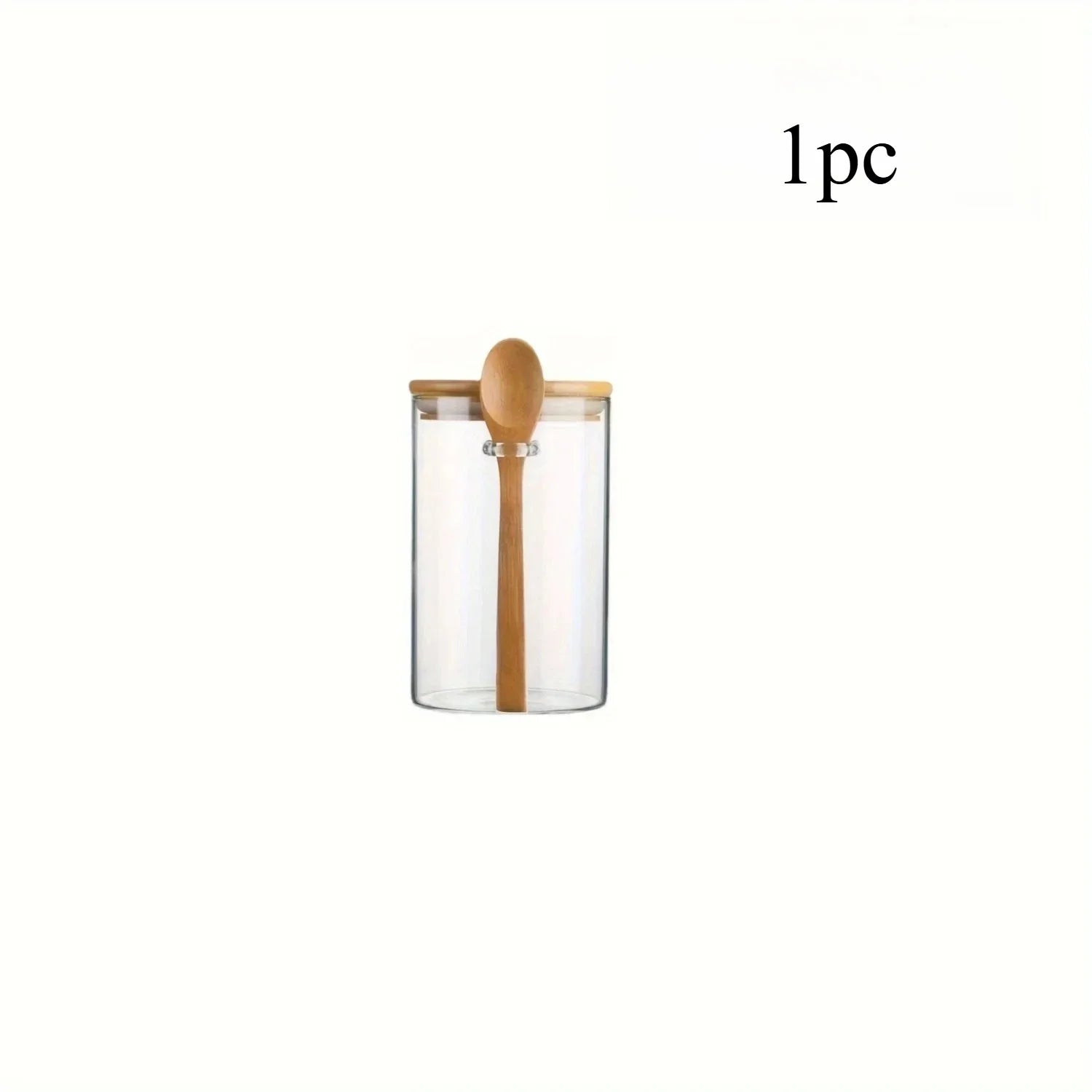 280ml Airtight Glass Jar with Bamboo Lid & Spoon – 10oz Food Storage Glass Storage Jar Zpaxo 1 pc