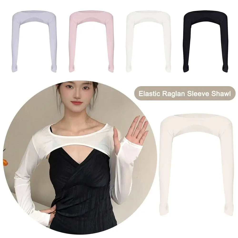 UV Protection Elastic Raglan Sleeve Shawl Sun Protection Thin Summer Yoga Exercise Shawl Breathable Ice Silk Arm Sleeves Zpaxo