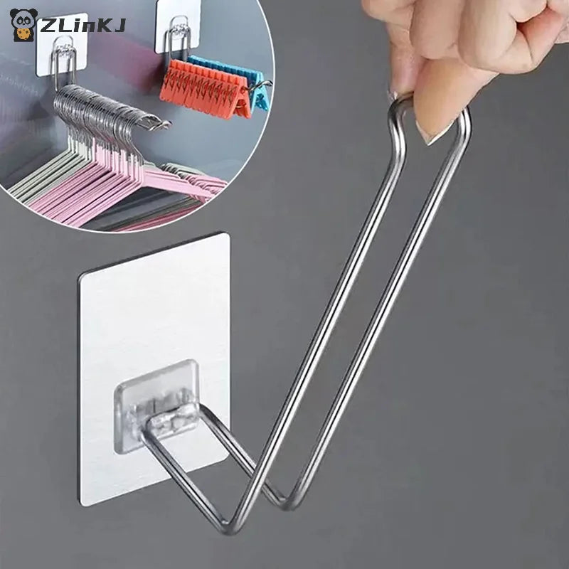 ▶1PCS Versatile Wall-Mounted Foldable Clothes Hanger Rack Windproof Anti-Slip Space-Saving Organizer for Home Storage Zpaxo