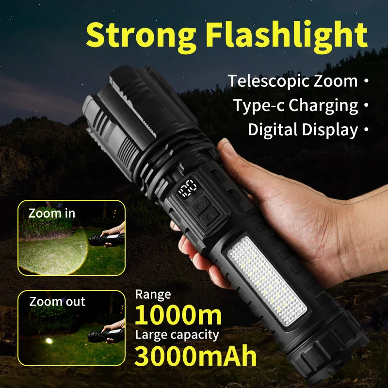 SHINEKNOT 600LM Zoomable Tactical LED Searchlight Flashlight Tactical LED Flashlight Zpaxo