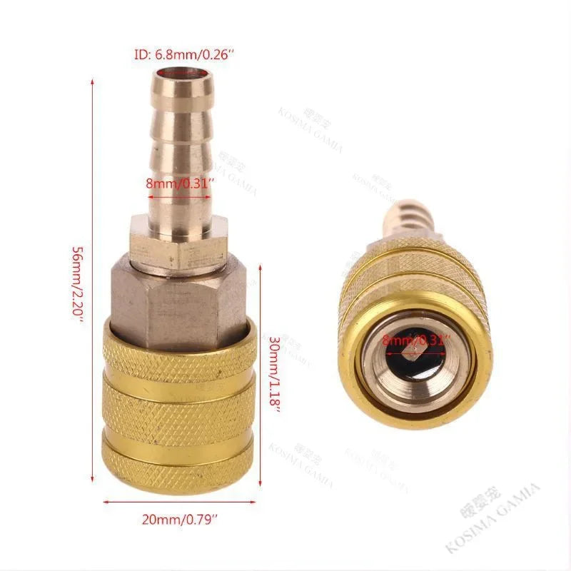 8mm Brass Leakproof Tire Inflation Quick Connector Adapter