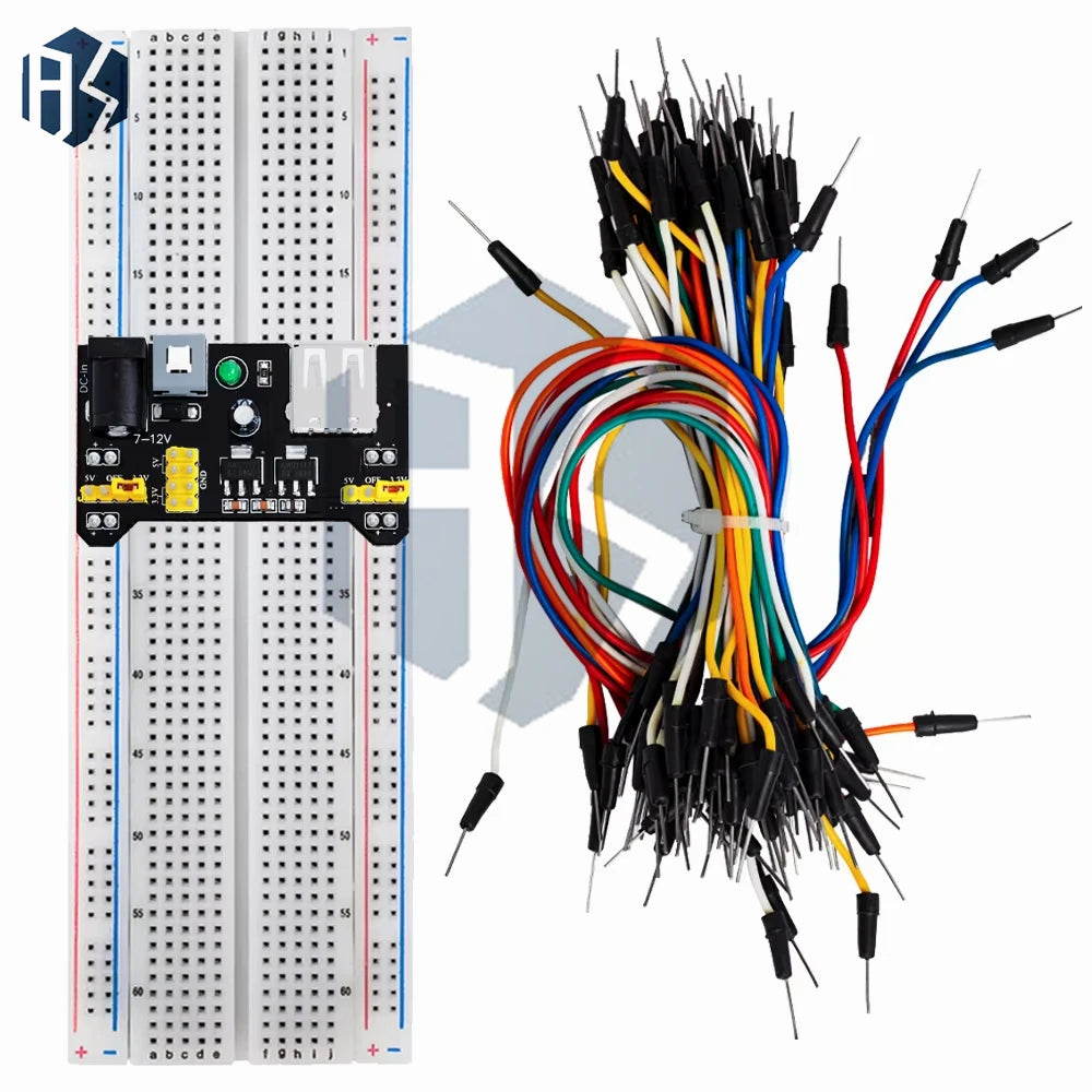 MB102 Breadboard Kit: Power Module + 830-Point Solderless Prototype Breadboard + 65 Flexible Jumper Wires Zpaxo