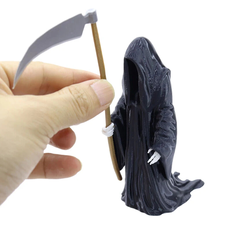 1Pcs Black Grim Reaper Statue Mini Devil Figurine Dollhouse Halloween Thrilling Robe Nightcrawler Ornament Micro Landscape Decor Zpaxo