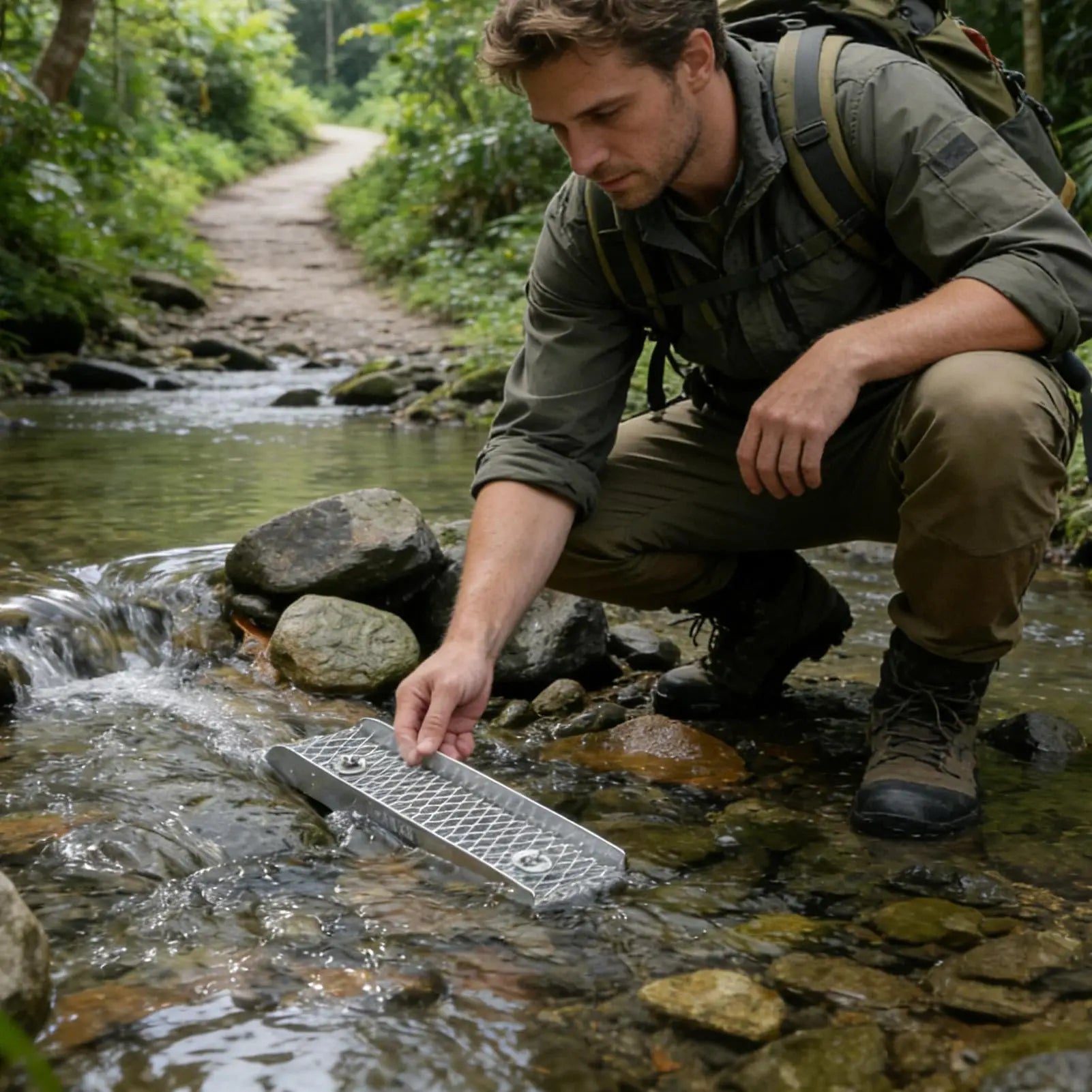 Gold Panning Kit with Sluice Box Small Portable Toys Gold Panning Kit with Miner Moss for Outdoor Lake River Stream Mountain Zpaxo