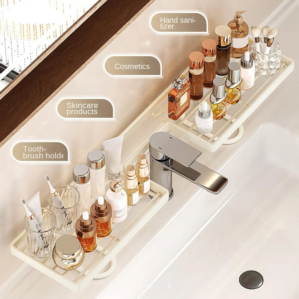 Faucet Storage Rack No-drill Carbon Steel Over Sink Holder Kitchen