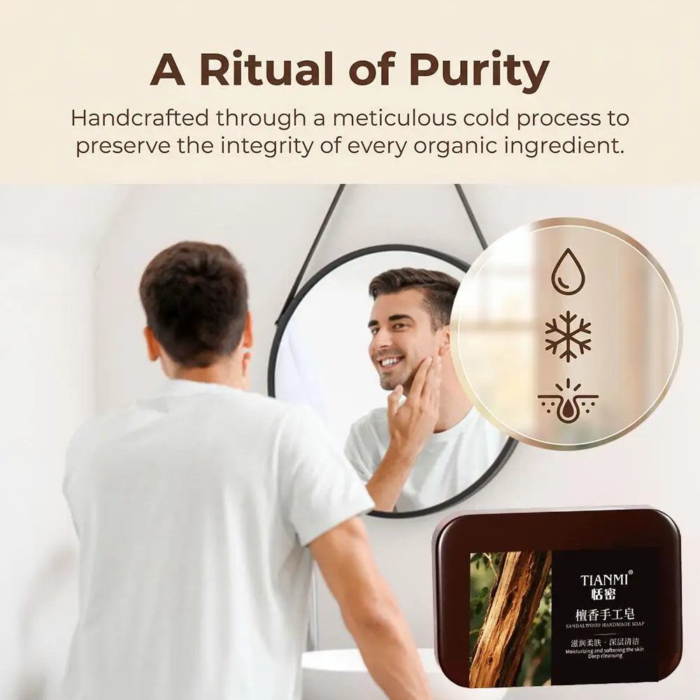Men's Sandalwood Handmade Soap – Face, Hair & Body Bar Handmade Soap Bar Zpaxo