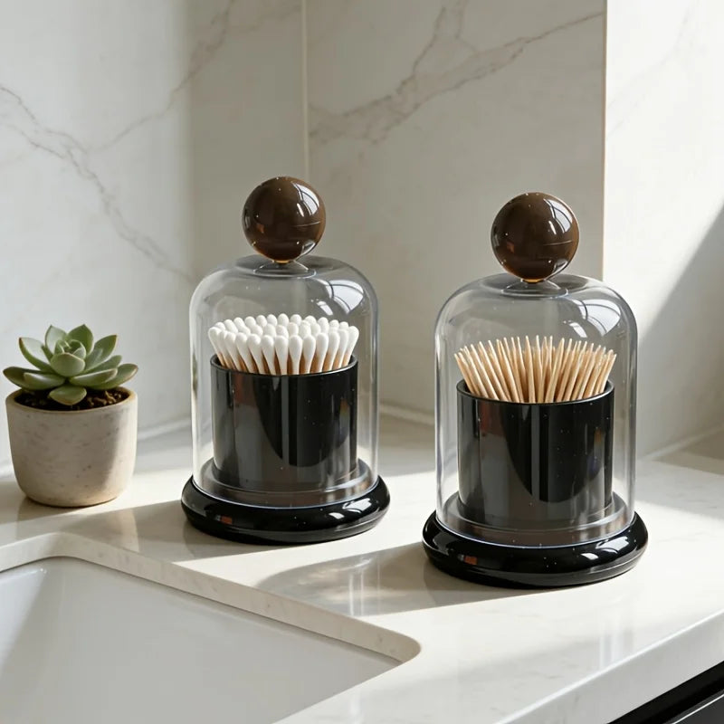 1 Acrylic Swab&toothpick Holder Dustproof Dome Lid Minimalist Nordic