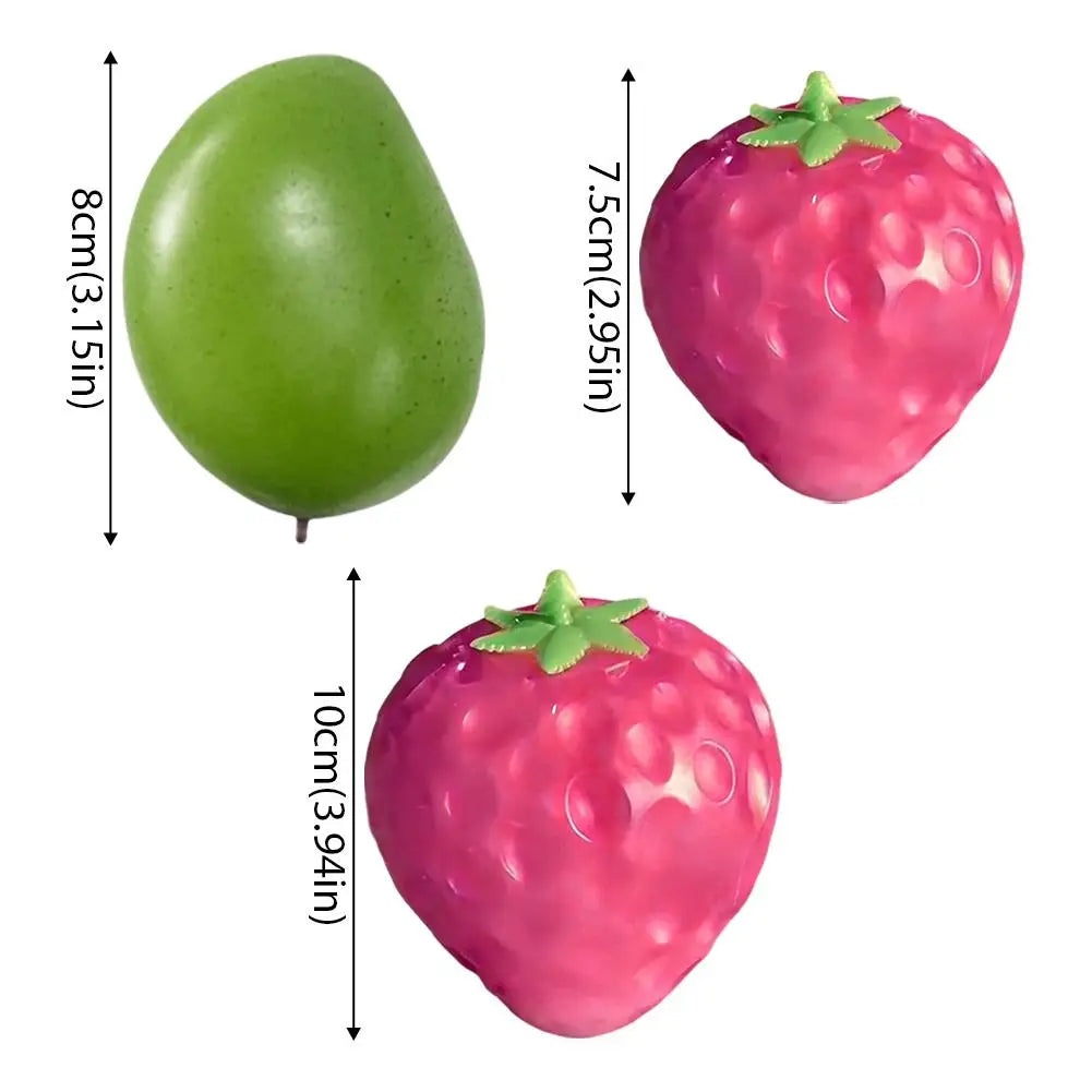 NEW Stress Relief Squeeze Toy for Adults, Color-Changing Fruit Ball Strawberry & Mango Slow Rebound De-Stress Toy, Creative Gift Zpaxo