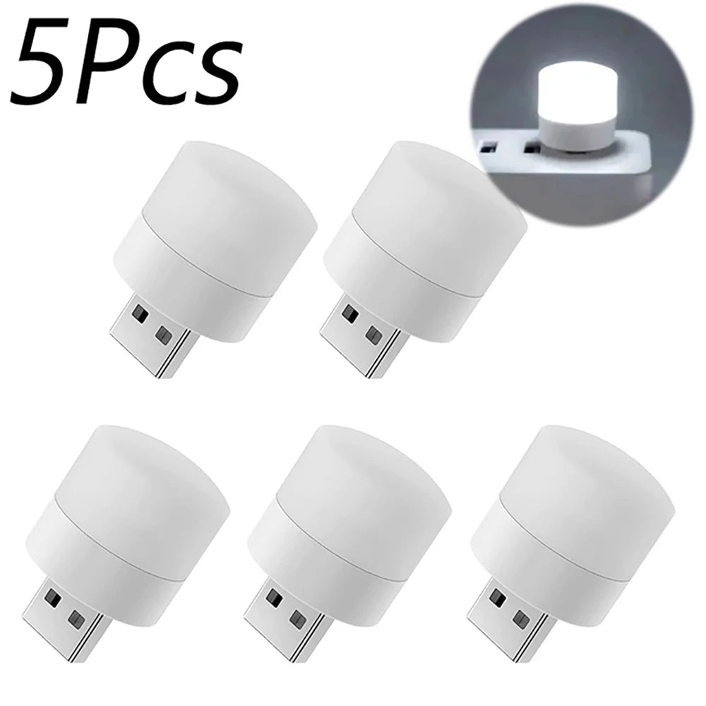 Mini USB LED Book Light – Warm White Eye-Care Night Lamp USB LED Book Light Zpaxo 5pcs White