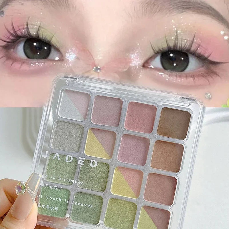 16Colors Matte Eyeshadow Palette Cute Pink Eye Make Up Palette Long Lasting Glitter Eye Shadows Korean Beauty Palette Makeup Zpaxo