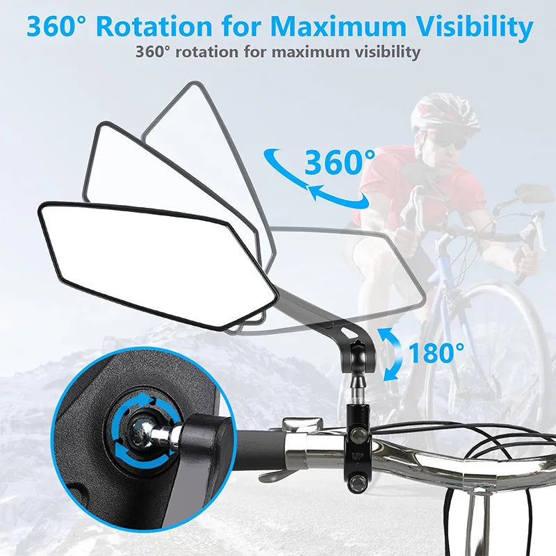 New Mountain Bike Adjustable Rearview Mirror Folding Bike High-definition Flat Mirror Reversing Mirror Bike Riding Accessories Zpaxo