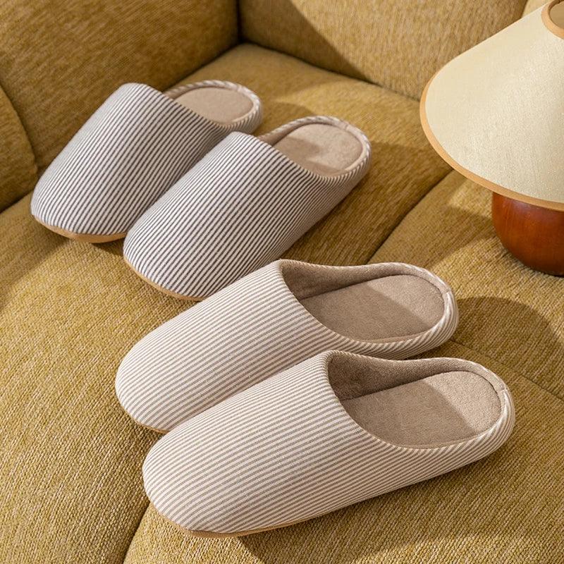 Unisex Home Slippers Soft Fur Warm Indoor Flat Slides Nonslip Couples
