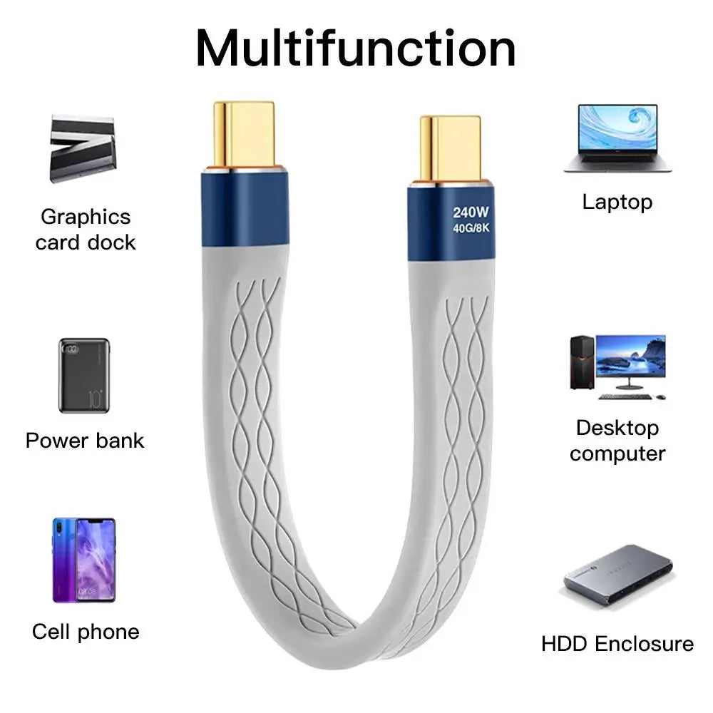 USB4 0 40Gbps Data Cable PD 240W Fast Charging USB C Short Powerbank Zpaxo