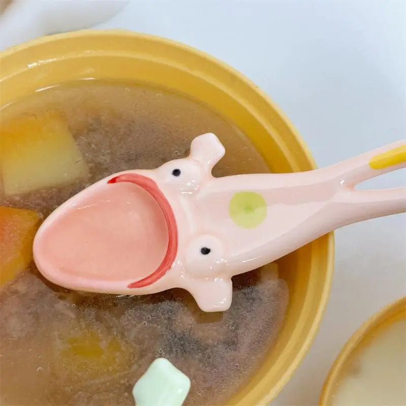 Cute Ceramic Star Frog Soup Spoon Korean Ice Cream Hand Painted