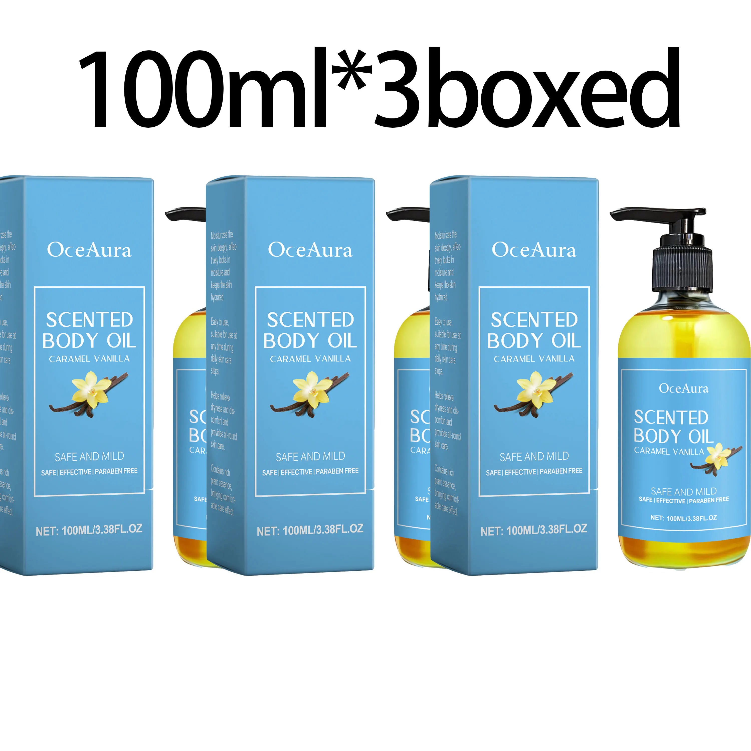 Caramel Vanilla Body Massage Oil Improve Moisturizing Relieve Stress Strengthen Nourishing Muscle Relaxing Body SPA Body Oils Zpaxo 100ml X 3boxed