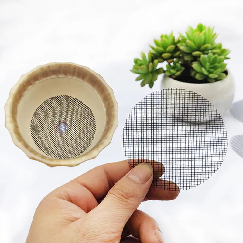 50pcs For Pot Bottom Prevent Soil Loss Bonsai Flower Plant Gardening Tools Pot Hole Mesh Pad Grid Round Drainage Hole Screen Zpaxo