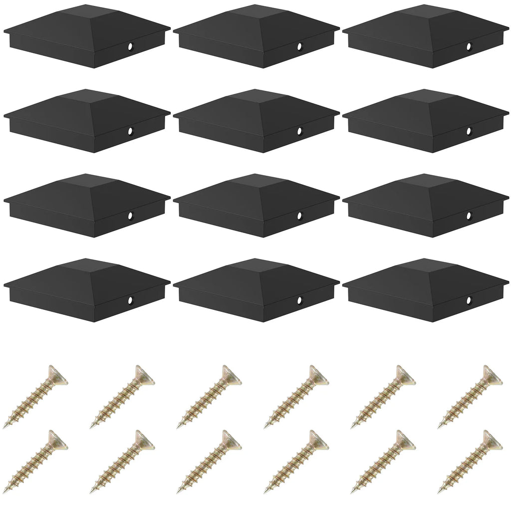 12Pcs Wood Fence Post Covers Sturdy Plastic Deck Post Cover Waterproof Heat Resistanc Deck Post Caps for Protecting Garden Fence Zpaxo black 12pcs