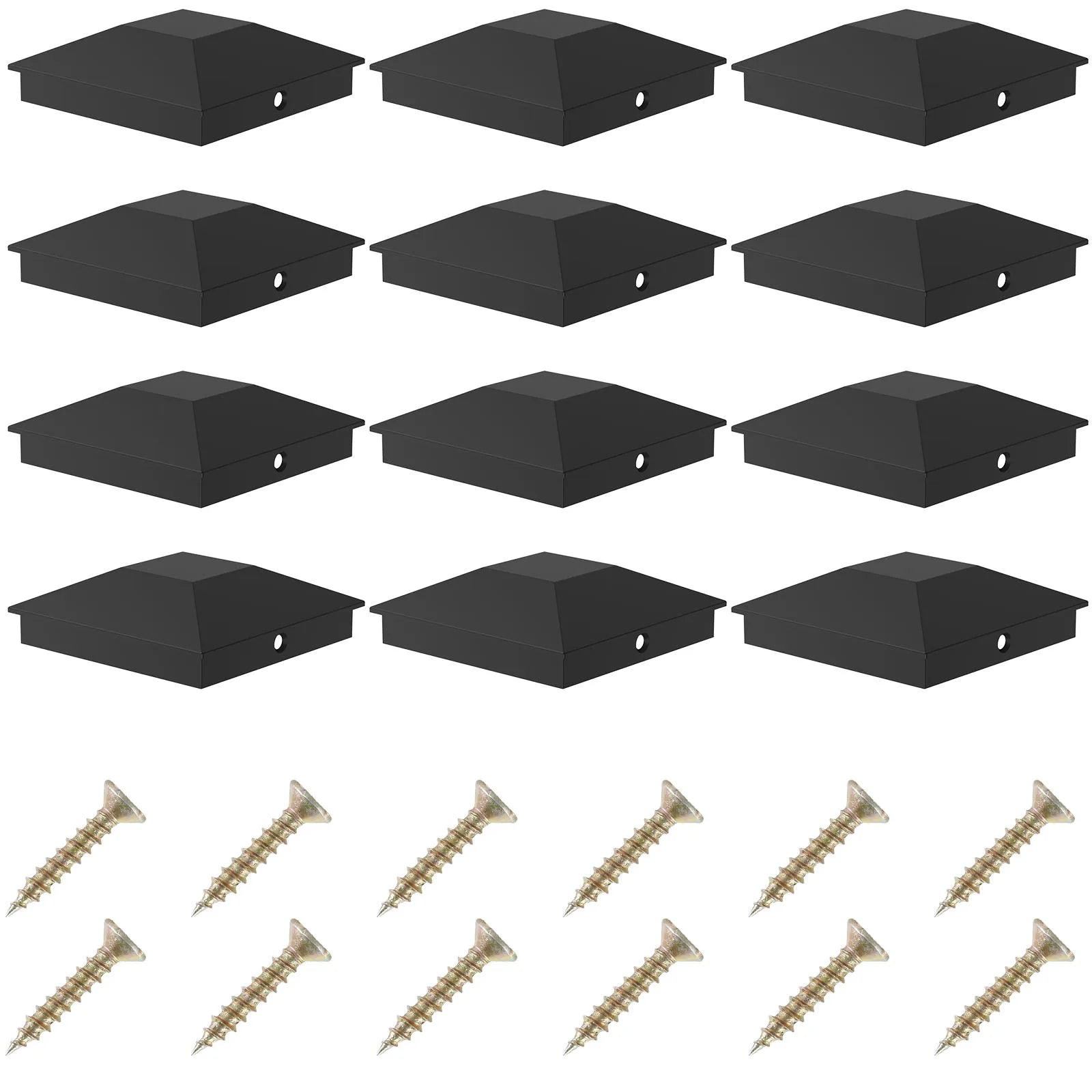 12Pcs Wood Fence Post Covers Sturdy Plastic Deck Post Cover Waterproof Heat Resistanc Deck Post Caps for Protecting Garden Fence Zpaxo black 12pcs