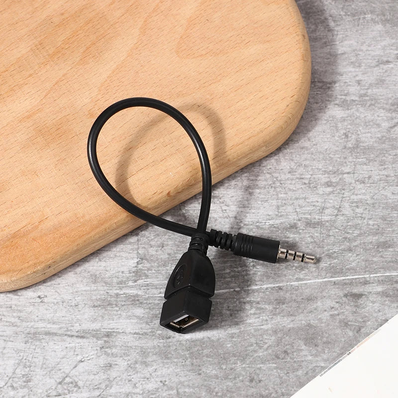 Black Car AUX Audio Cable USB Electronics Play Music Headphone