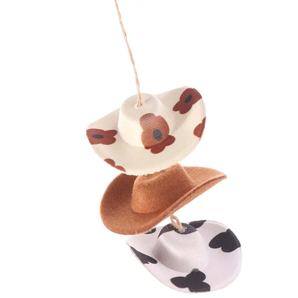 Mini Cap Car Pendant Cow Pattern Cute Rearview Mirror Hanging Zpaxo