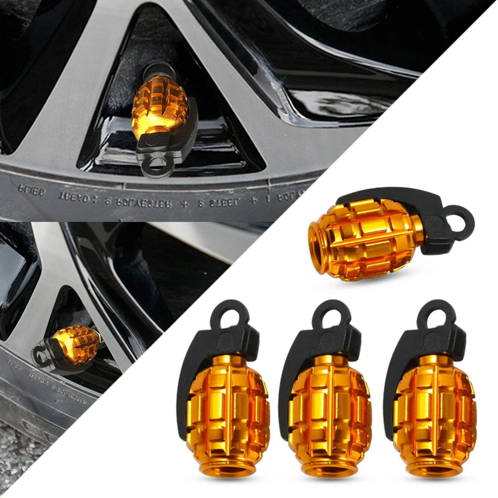 Grenade Aluminum Tire Valve Caps – Car, Bike & Motorcycle