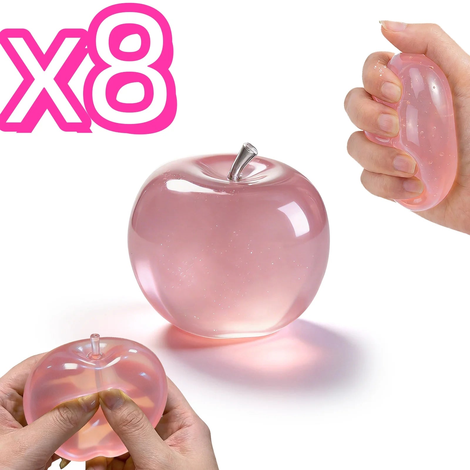 Squishy Pink Apple Stress Ball Fidget Sensory Toy – Kids & Adults Squishy Stress Ball Zpaxo 8 pcs