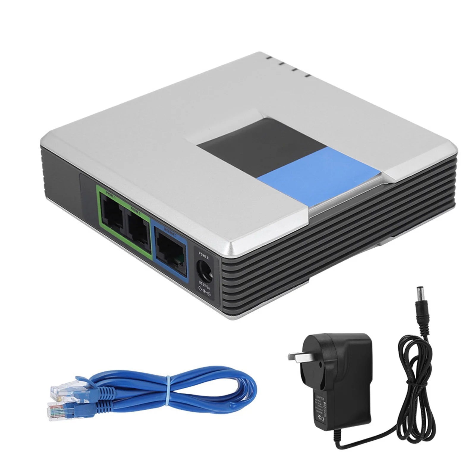 2 Ports Adapter SIP Internet Phone Gateway VoIP RJ45 Cable Linksys