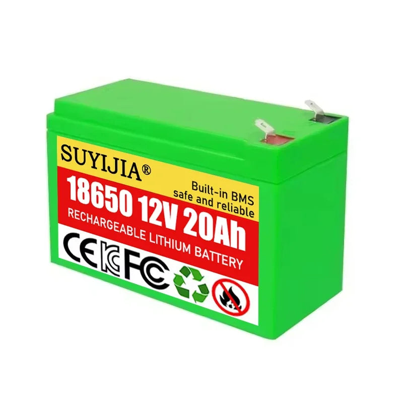 New 12V Li-ion 20Ah 12Ah 18650 Lithium Rechargeable Battery Pack for Sprayer Kids Electric Toy Car Scale Access Control+Charger Zpaxo