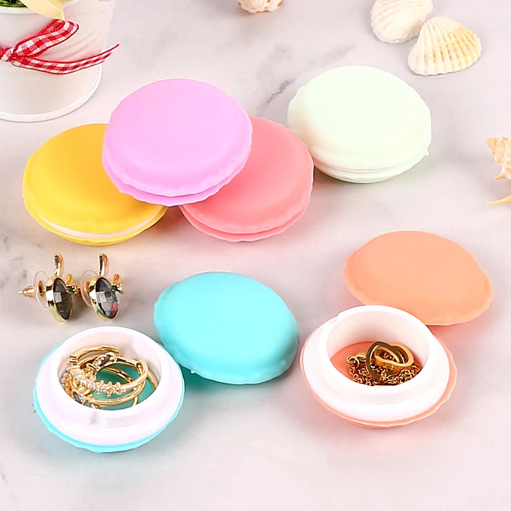 6Pcs Macaron Jewelry Box 6 Color Mini Rings Earrings Storage Box Travel Cosmetic Organizer Case Pill Container Zpaxo