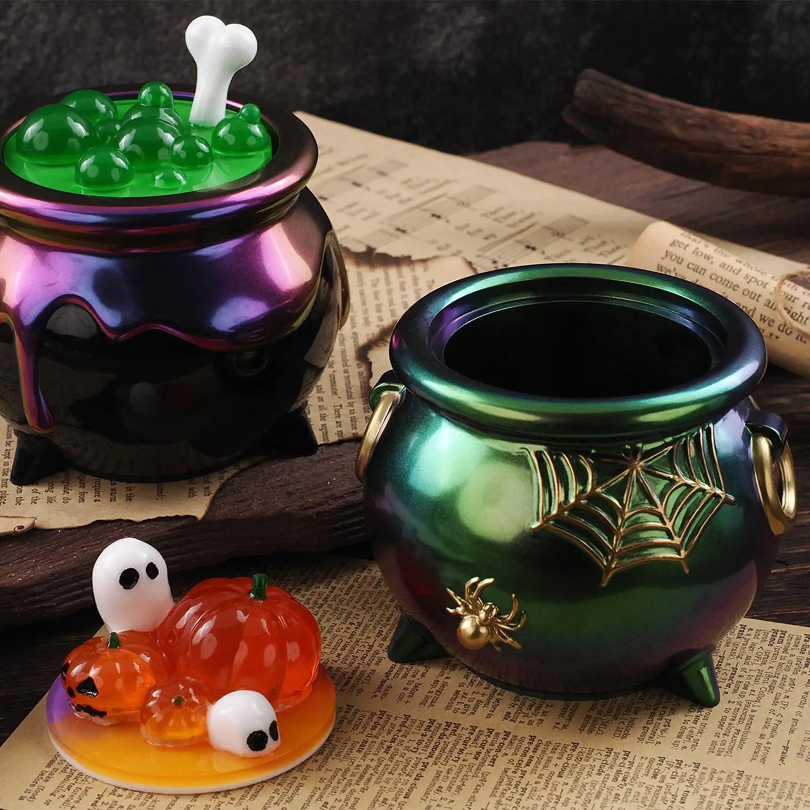 Halloween Cauldron Container DIY Epoxy Resin Mold Plaster Storage Box