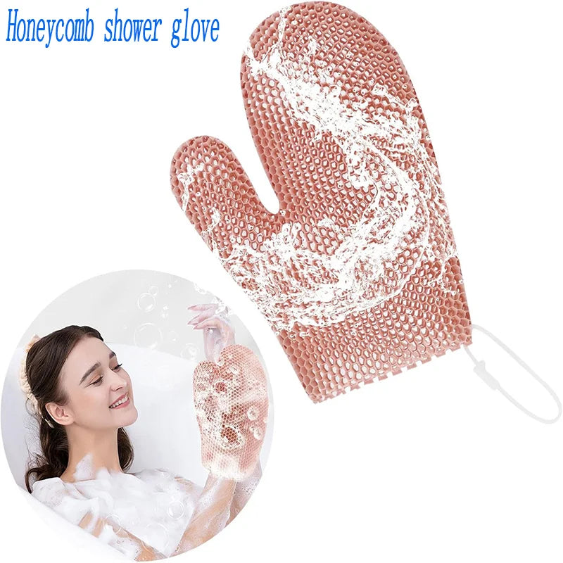 Honeycomb TPU Exfoliating Shower Finger Caps Deep-cleansing Body