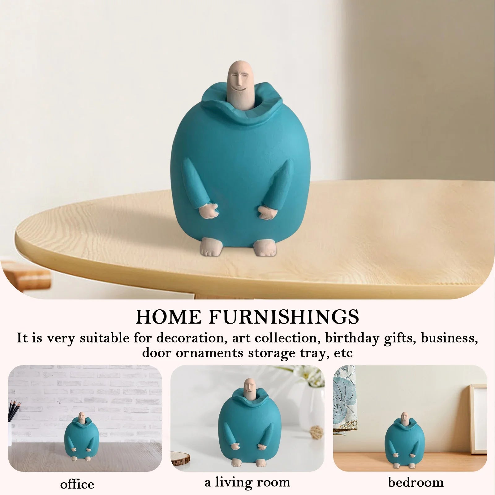 Resin Finger Gesture Statues Ornaments Funny Smiling Middle Table