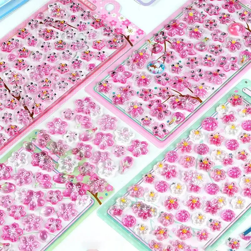 Sweet 3D Cherry Blossom Sticker Romantic Trendy Relief Flower Stickers DIY Scrapbooking Notebook Stationery Decal Decoration Zpaxo