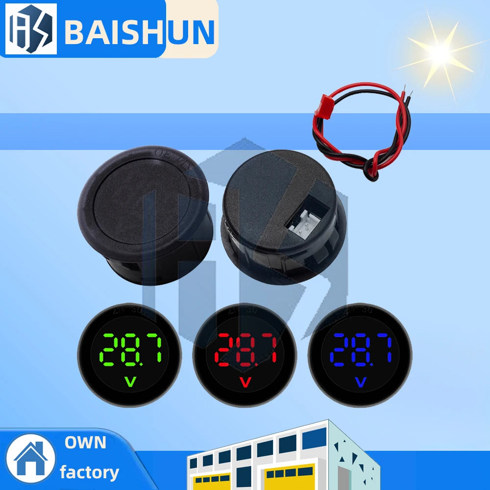DC5-100V Digital Voltmeter LED Display Circular Car Voltage Current Zpaxo