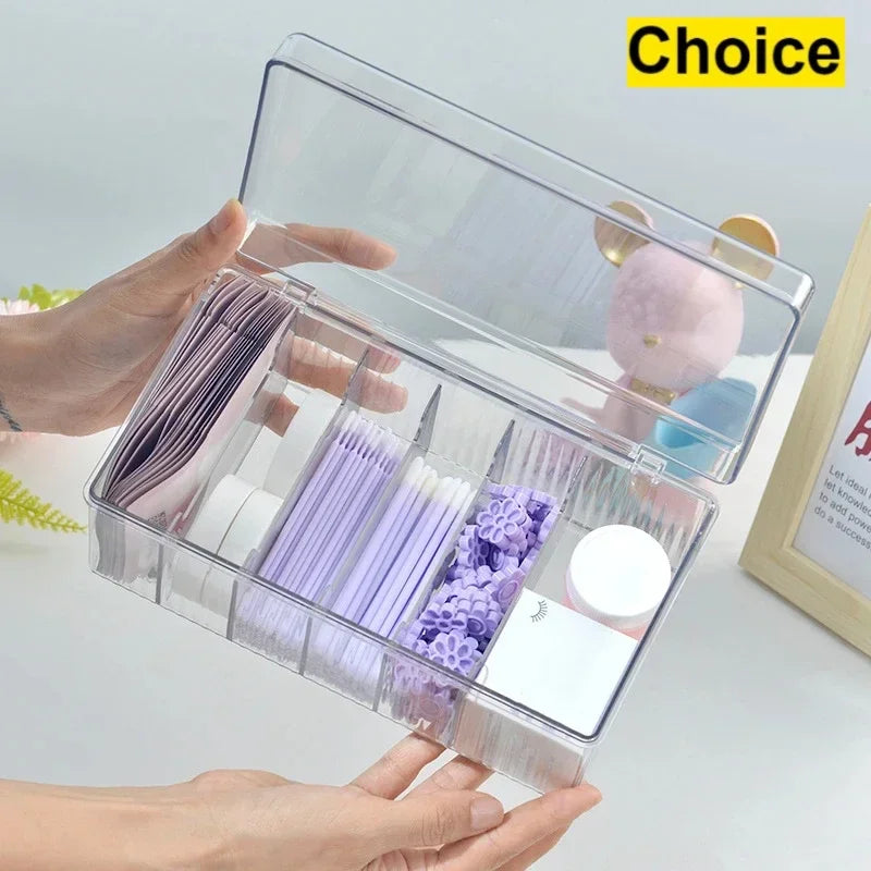Eyelash Extension Tool Storage Box With Cover Lash Accessories Lashes Glue Tweezer Holder Organizer Acrylic Transparent Box Zpaxo