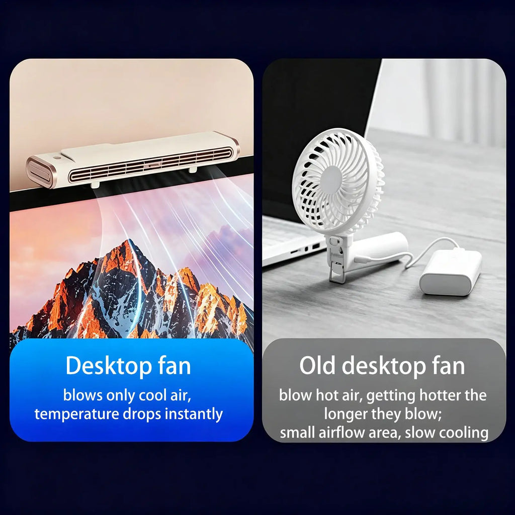 Portable Bladeless Tower Fan Summer USB Rechargeable Small Air Cooler