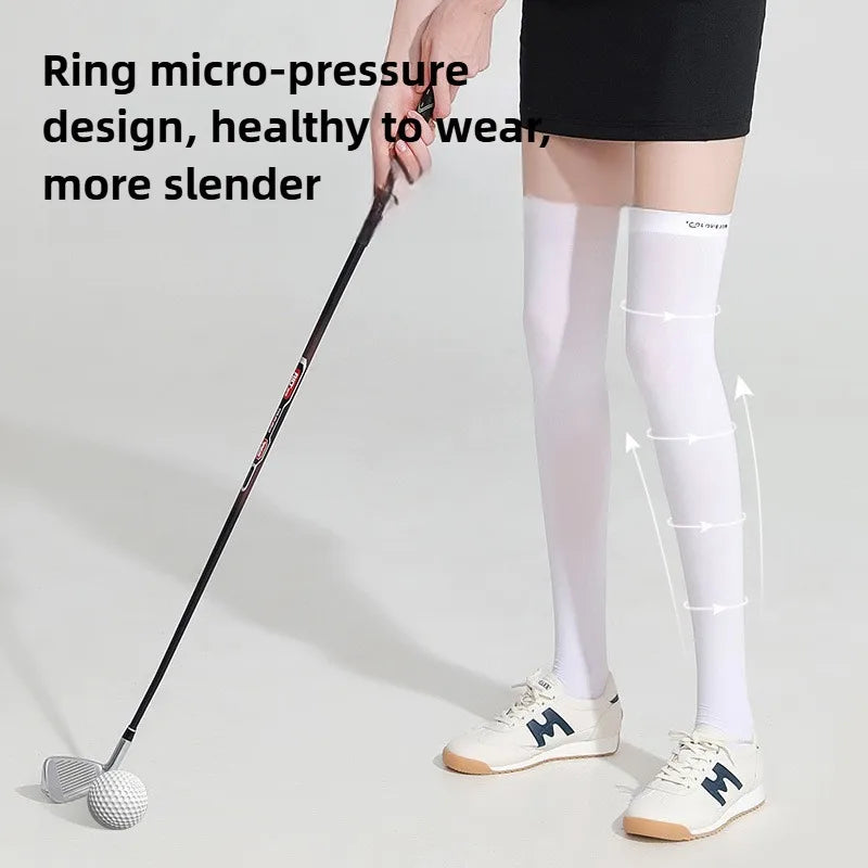 Summer Ice Silk Sunscreen High Tube Socks for Children's Golf Sports Breathable Non Slip Long Socks for Slimming Beautiful Legs Zpaxo