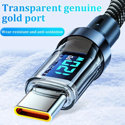 120W USB-C Fast Charging Cable with LCD Display | 6A USB-C Charging Cable Zpaxo