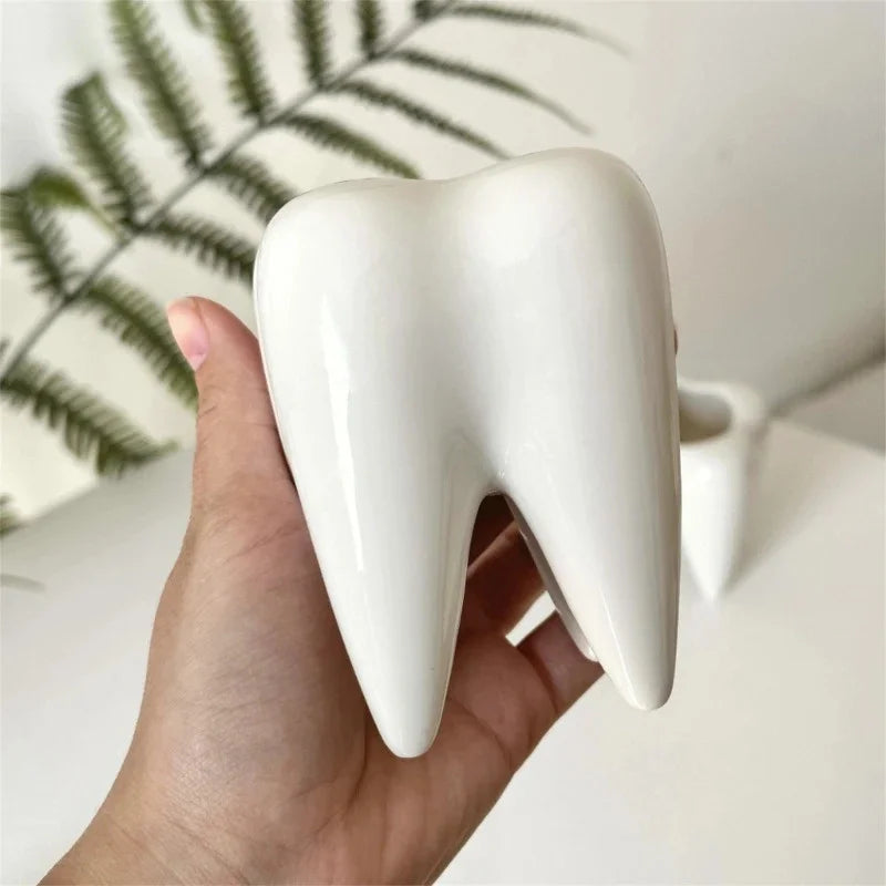 Funny Tooth-shaped Pencil Holder Desktop Pen Cup Succulent Plant Pot