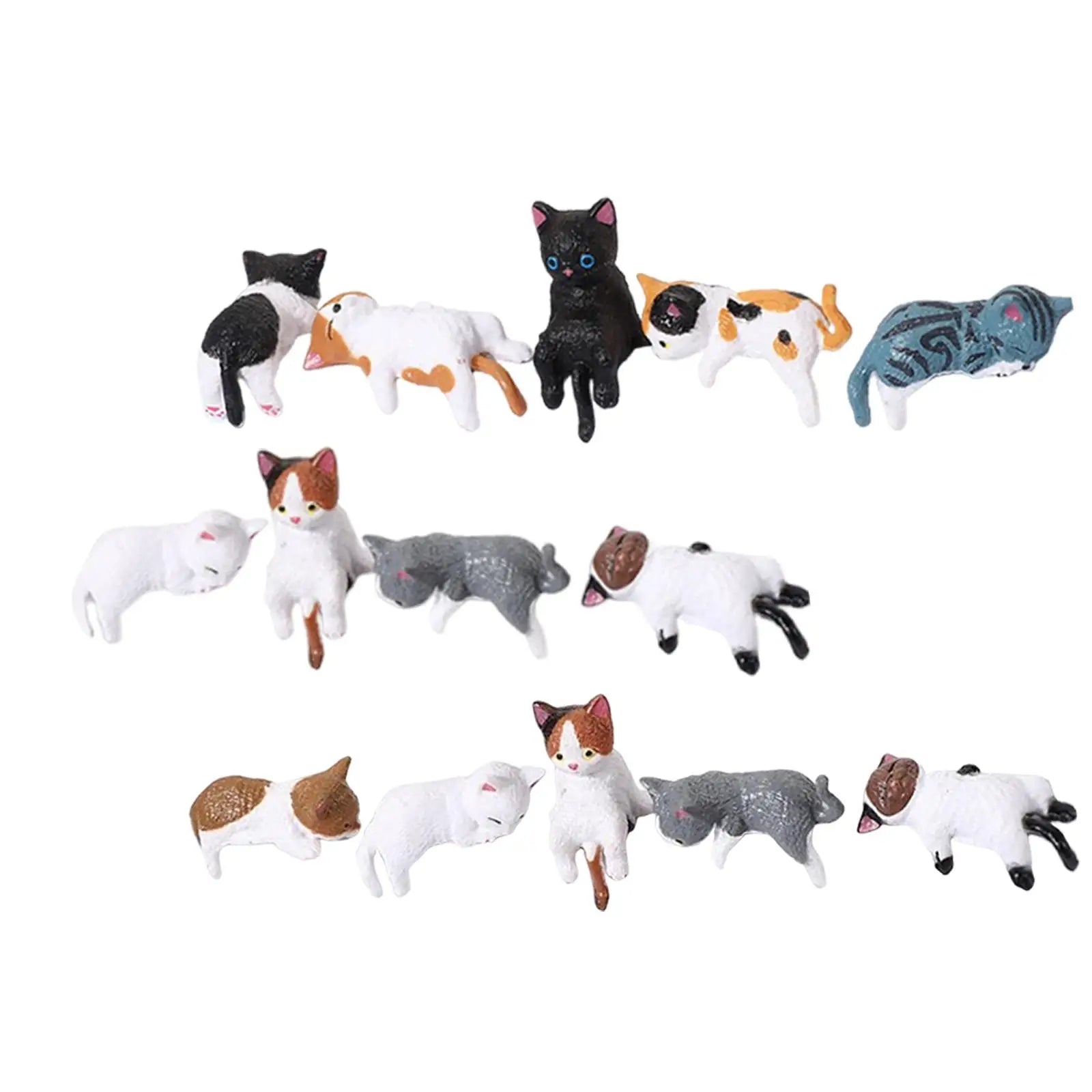 Miniature Cat Figurines – Resin Desk, Monitor & Shelf Decor Cat Figurine Set Zpaxo