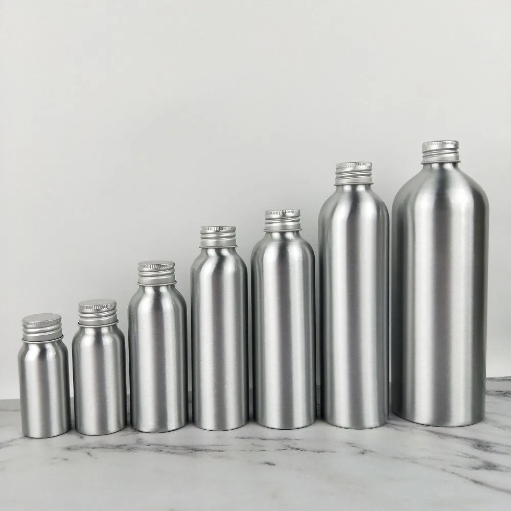 Aluminum Bottle Screw Cap Reusable Silver Cans Empty Refillable Zpaxo