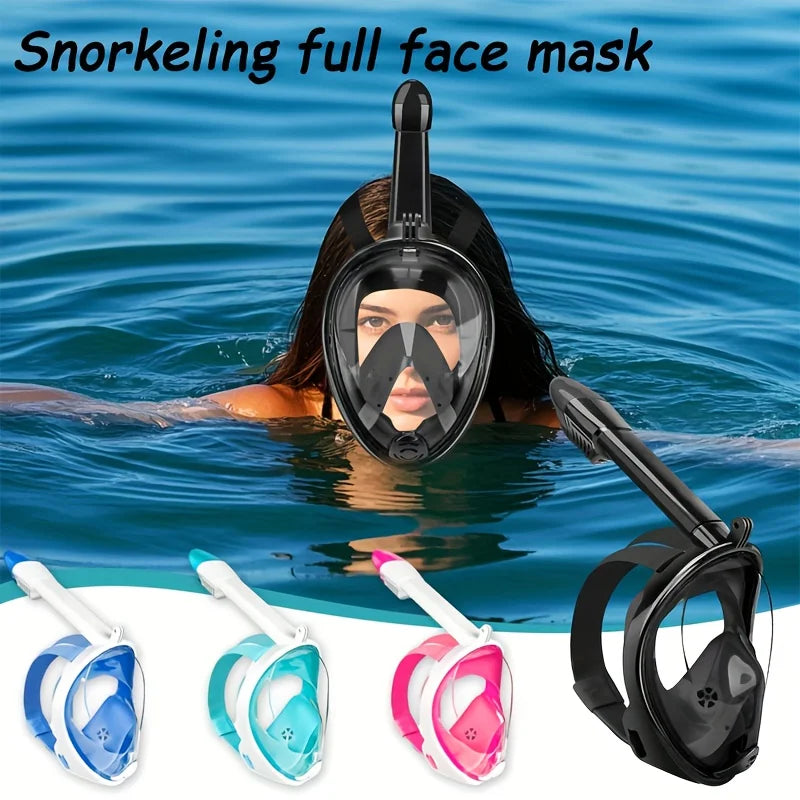 Full Face Snorkel Mask , Dry Top Anti Fog Design, Warm-Weather Swim Practice Snorkeling Activities, One Piece Adult Snorkel Zpaxo