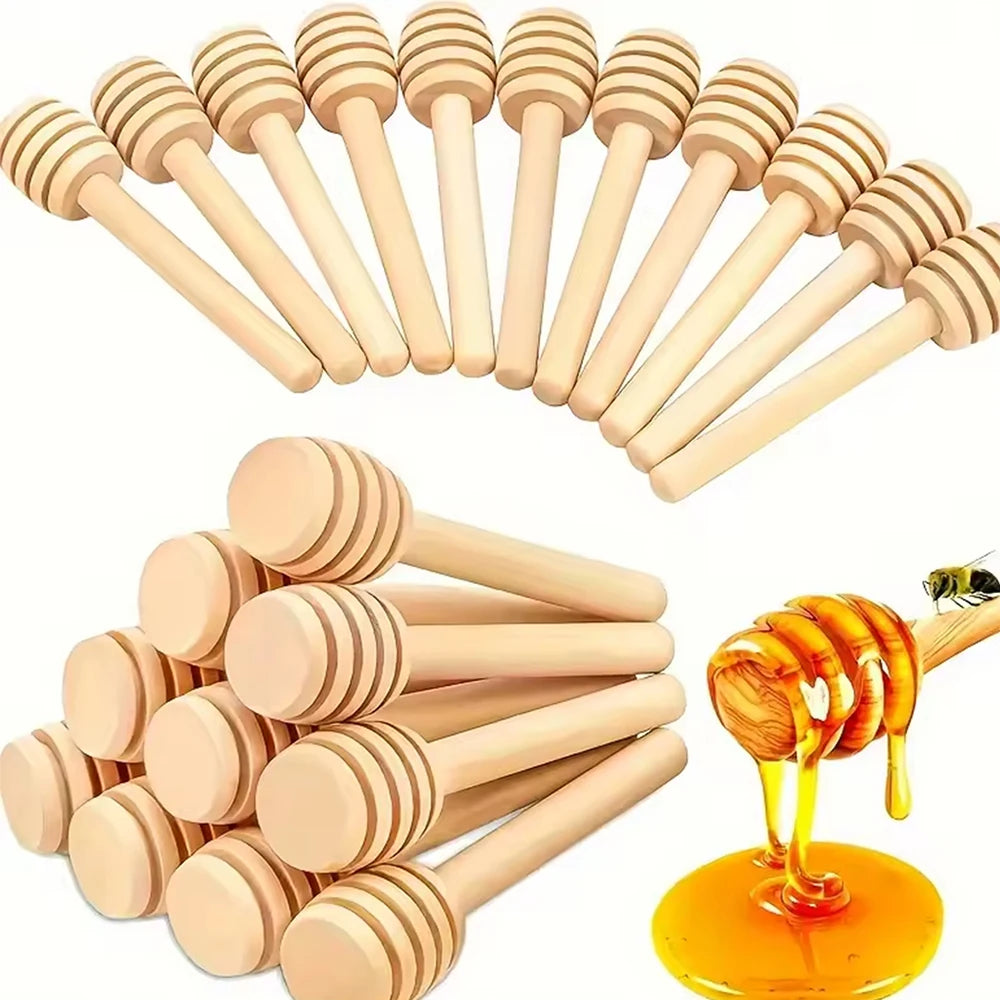 10/20/40Pcs Wooden Honey Dipper 8cm Honey Stirrers Jam Stir Sticks for Honey Jar Dispense Drizzle Honey Christmas Gift Zpaxo