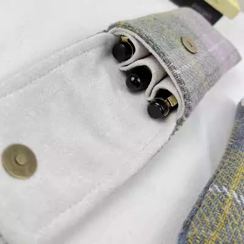 Original DIY High-Quality Wool Plaid Pencil Case 3-Hole Pen Bag Protective Cover Portable Pencil Pouch Zpaxo