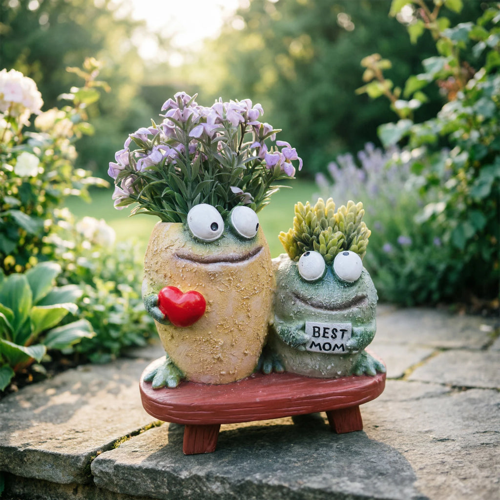 Funny Resin Frog Planter Cute Expression Multi-purpose Flower Statue